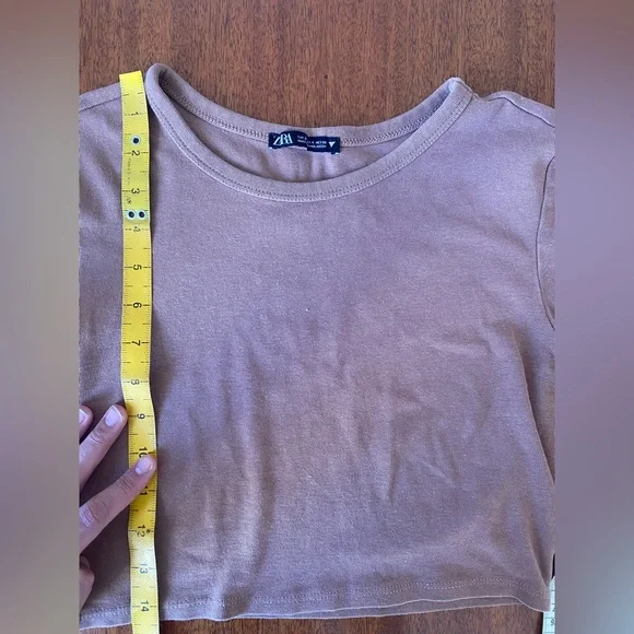 Zara Brown Crop Tee - Picture 4 of 5